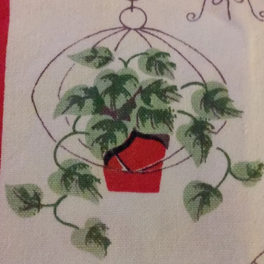 60s vintage red  tea towel‎